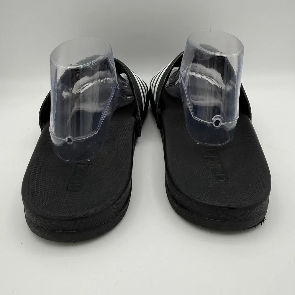 Men's Adidas Adilette Comfort Black White Casual Athletic Slip-On Slides Size 12